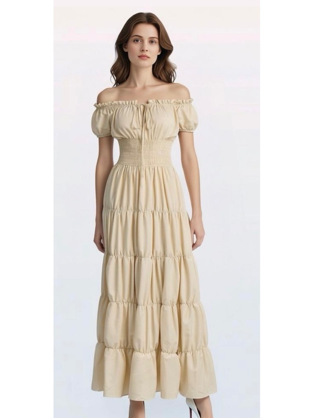 Nice Fashion Light Beige Maxi Dress Sz M